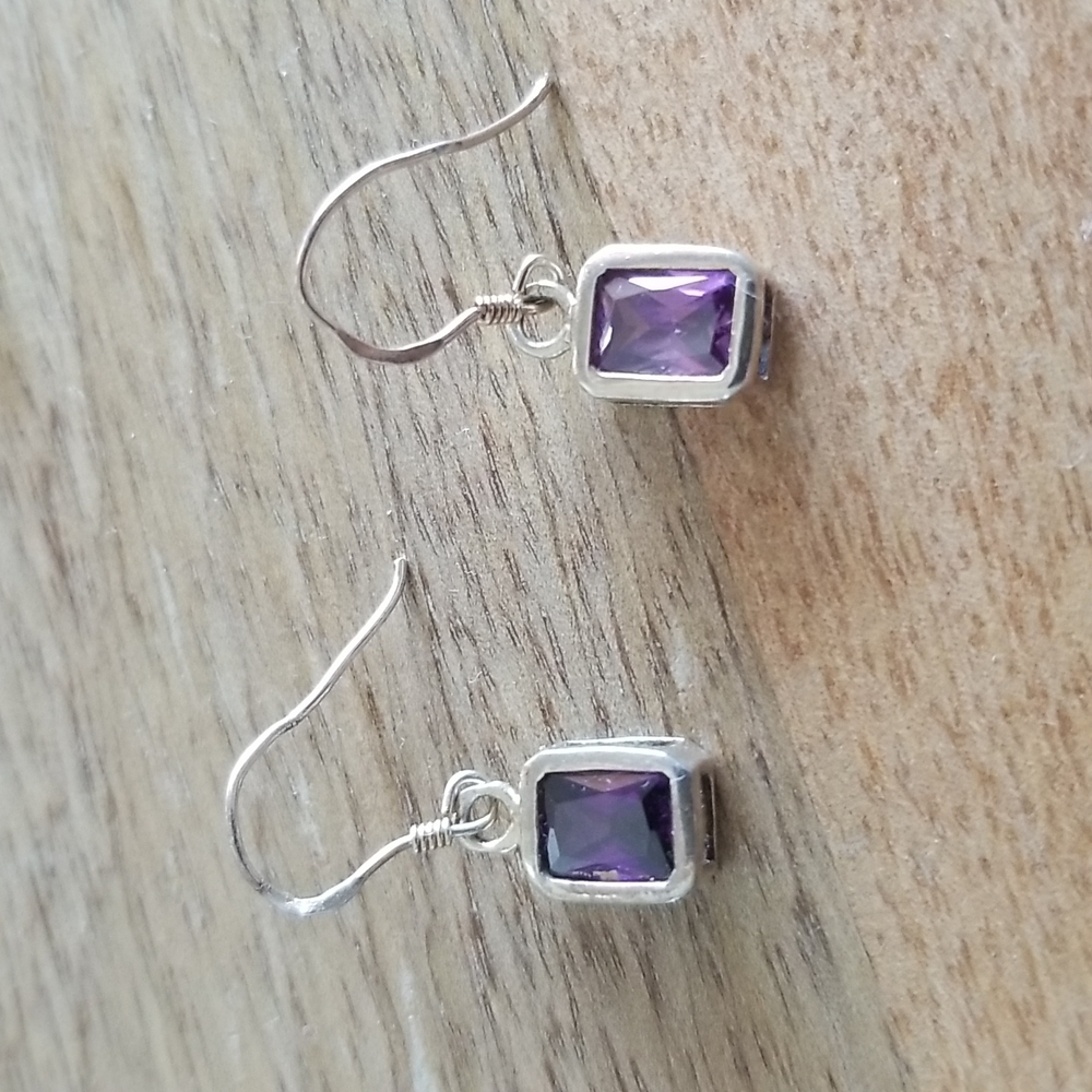 Silver and Amethyst Colored Earrings